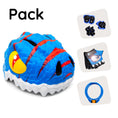 Charger l'image dans la visionneuse de la galerie, Crazy Safety Bicycle helmet Product bundle: Blue dino bike helmet, protective gear, lock, and cycling gloves for kids.