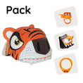 Charger l'image dans la visionneuse de la galerie, Crazy Safety Bicycle helmet Product bundle: Orange tiger bike helmet, cycling gloves, lock, and tiger bell for kids.