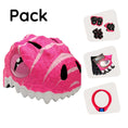 Charger l'image dans la visionneuse de la galerie, Crazy Safety Product bundle: Pink dino bike helmet, protective gear, lock, and cycling gloves for kids.