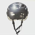 Charger et lire la vidéo dans la visionneuse de la galerie, Sleek Black Ebike Bicycle Helmet with an Adjustable Visor, Designed for Men and Women Seeking Style and Safety on E-Bike Rides