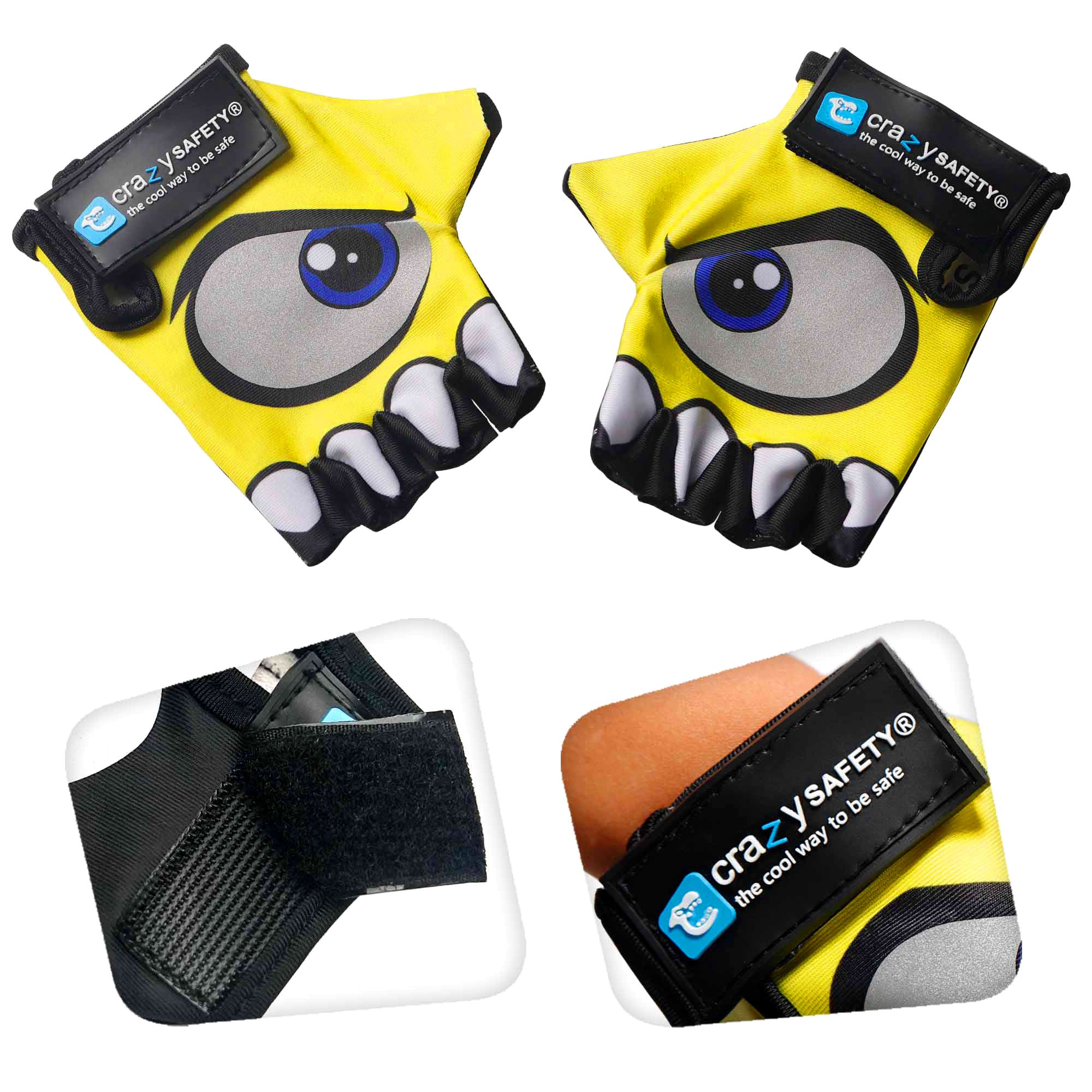 Pack produit : Casque de vélo léopard jaune, gants de cyclisme, cadenas et sonnette léopard pour enfants