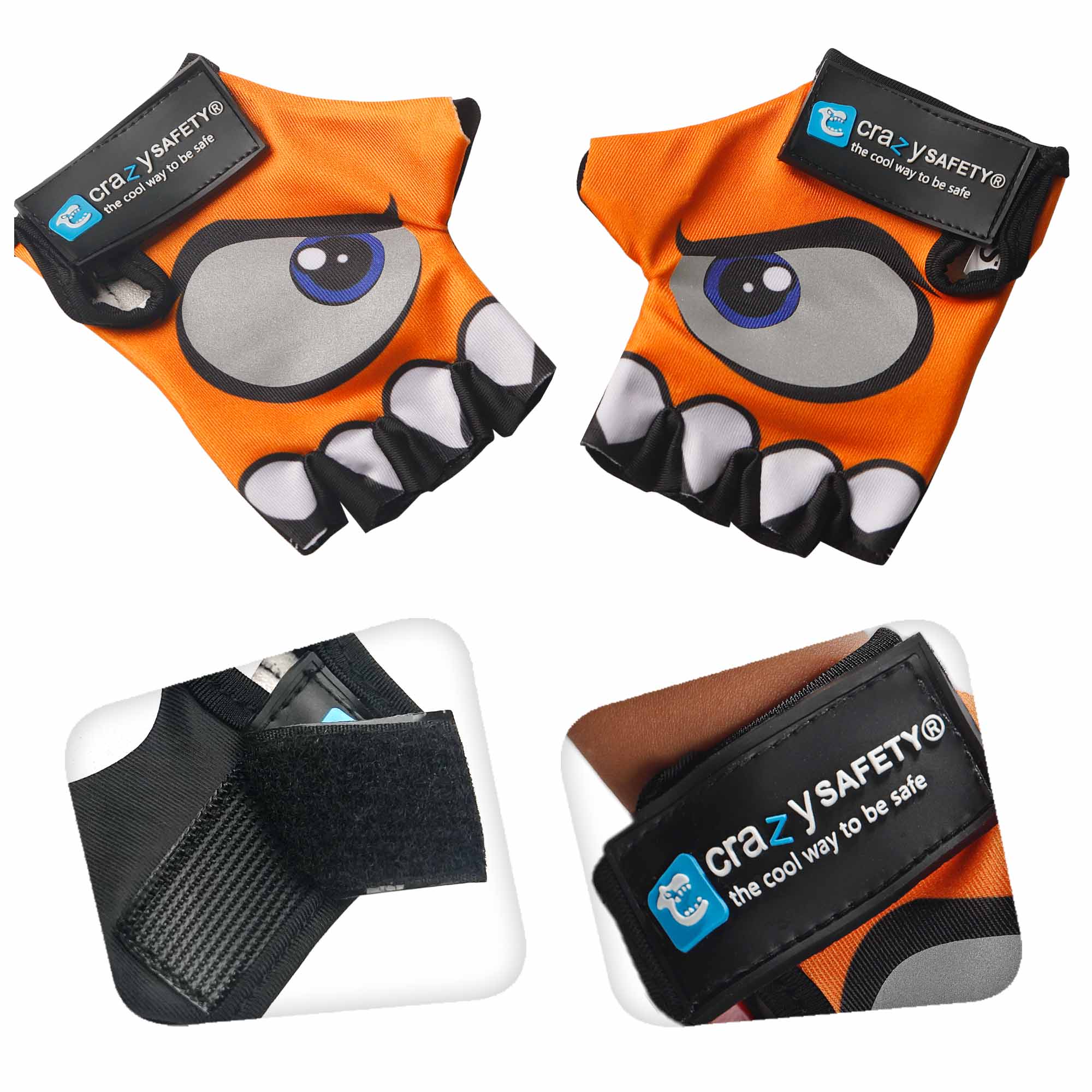 Pack de produits : Casque de vélo tigre orange, gants de cyclisme, cadenas et sonnette tigre pour enfants.