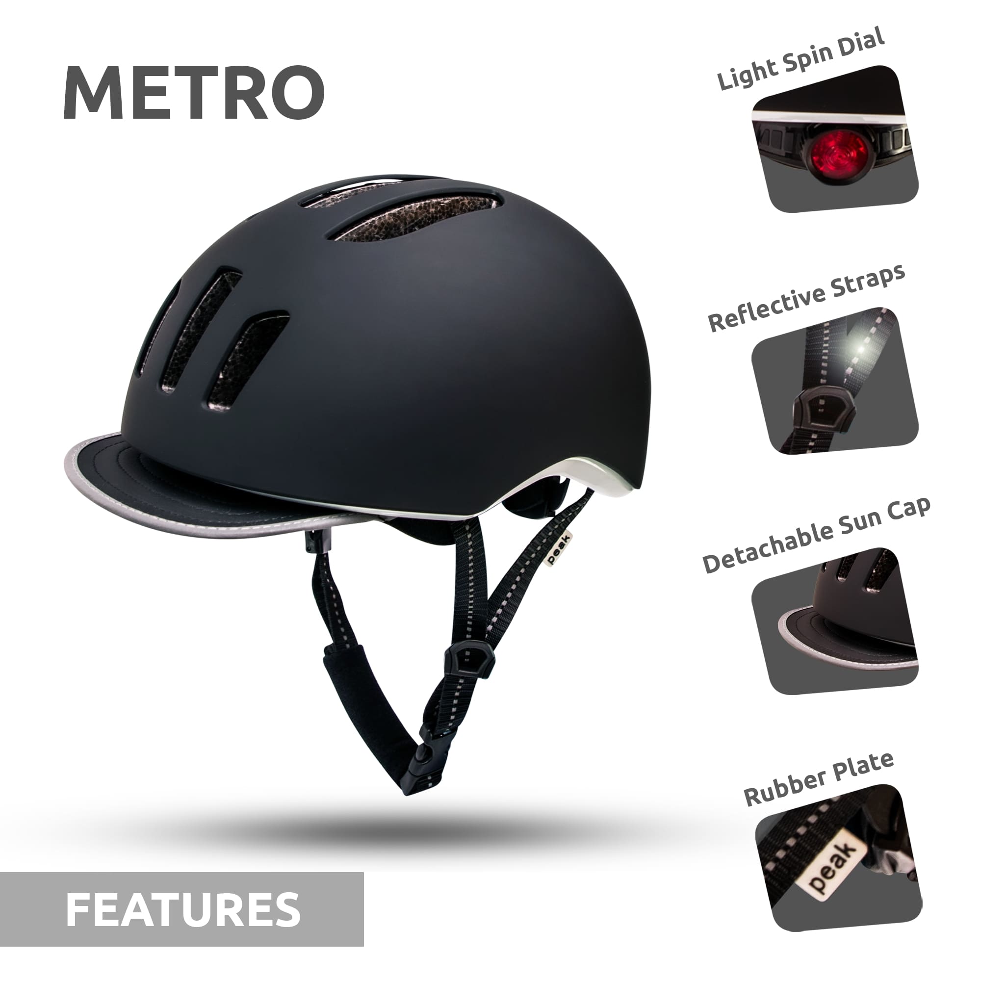 Casque de vélo urbain METRO avec lumière