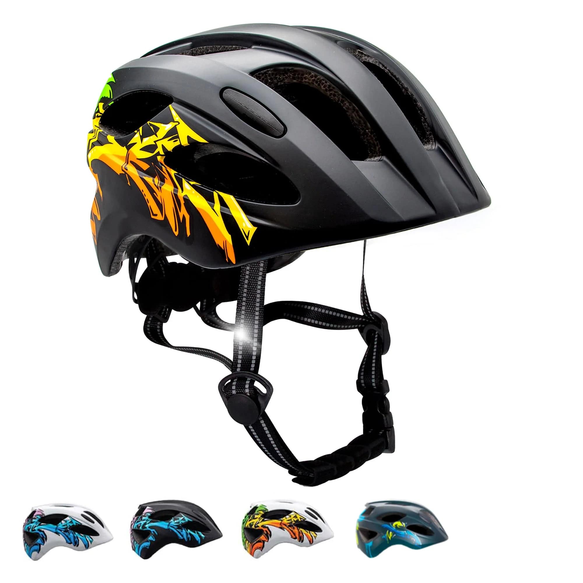 Crazy Safety Bicycle helmet Graffiti Splash children's helmet with light