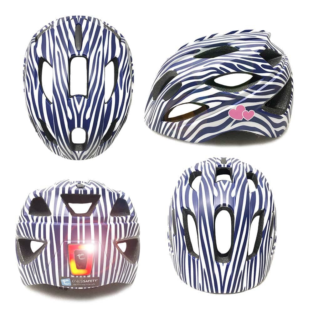 Crazy Safety Bicycle helmet Heartbeat Stripes children's helmet with light