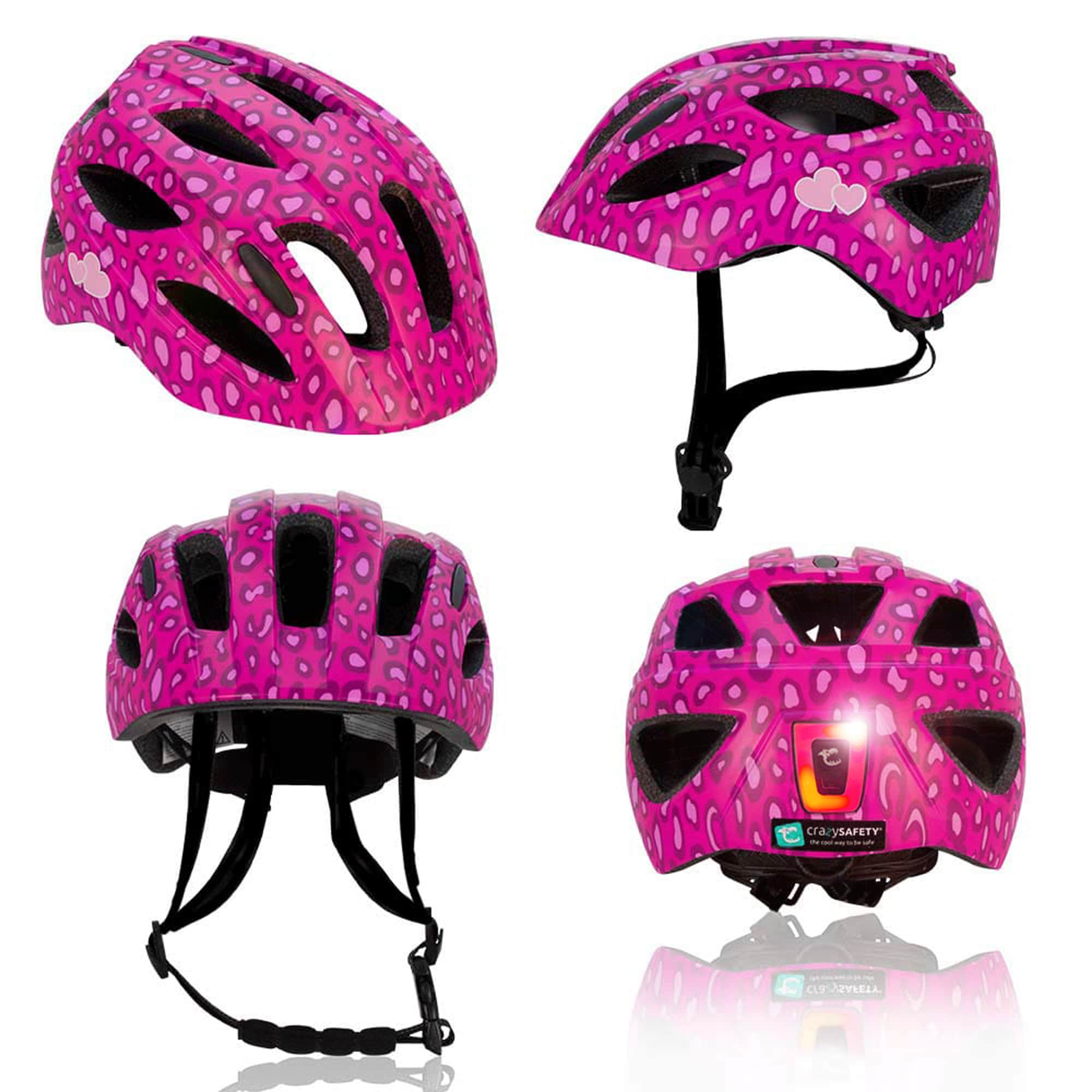 Crazy Safety Bicycle helmet Heartbeat Stripes children's helmet with light