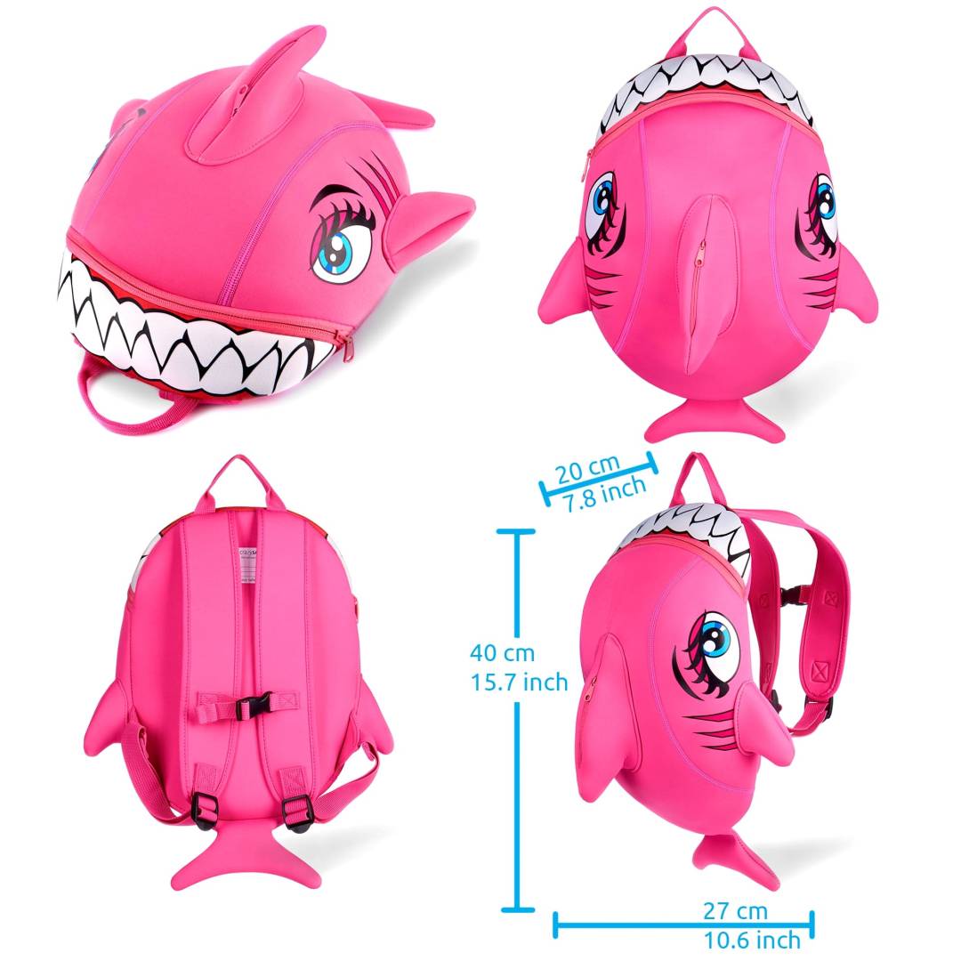 Crazy Safety Bicycle helmet Product bundle: Pink Shark Bicycle Helmet, Shark Backpack, Shark Cycling Gloves, and Shark Ring Bell for Children