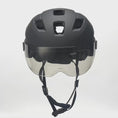 Charger et lire la vidéo dans la visionneuse de la galerie, Sleek Black Ebike Bicycle Helmet with an Adjustable Visor, Designed for Men and Women Seeking Style and Safety on E-Bike Rides
