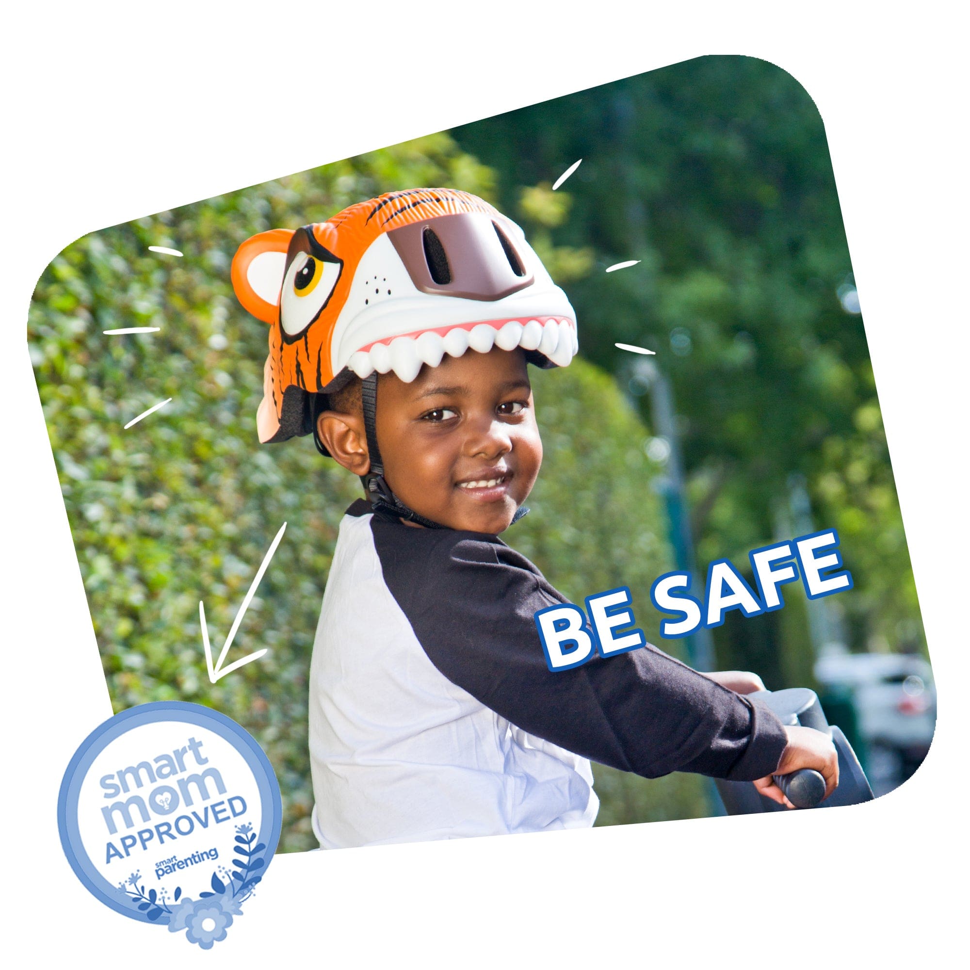 Casque de Vélo Crazy Safety Tigre Orange pour les enfants de 2 à 7 ans -  Sécurité vérifiée et certifié EN 1078